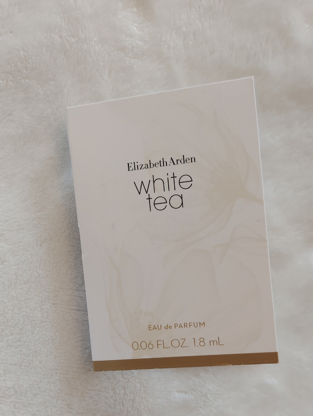 Elizabeth Arden White Tea Perfume Sample — White & Gold Accents